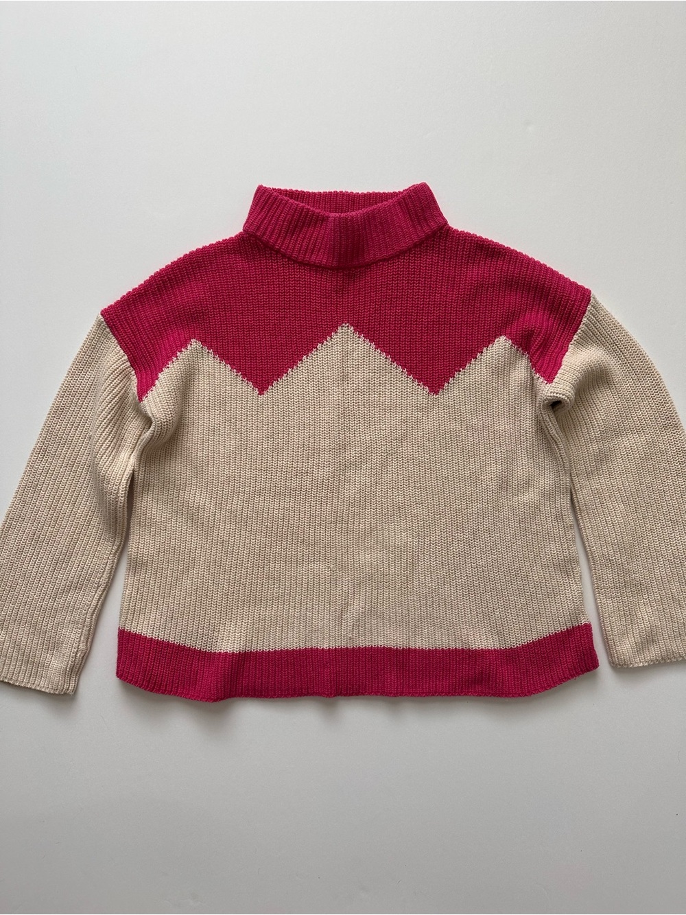 The Reeds Colorblock Cowl Sweater in Cream and Pink